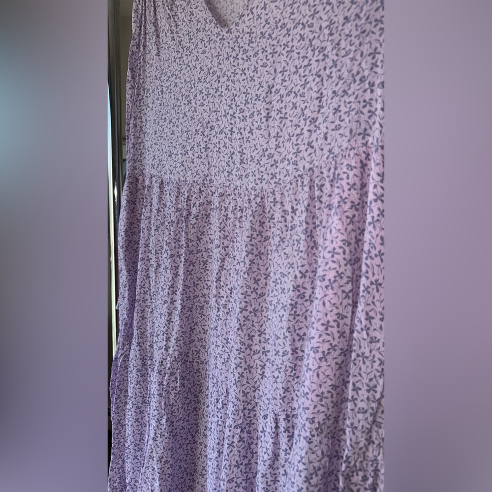 a new day Lilac Floral V-Neck Tiered Midi Dress, sz M - Picture 5 of 8